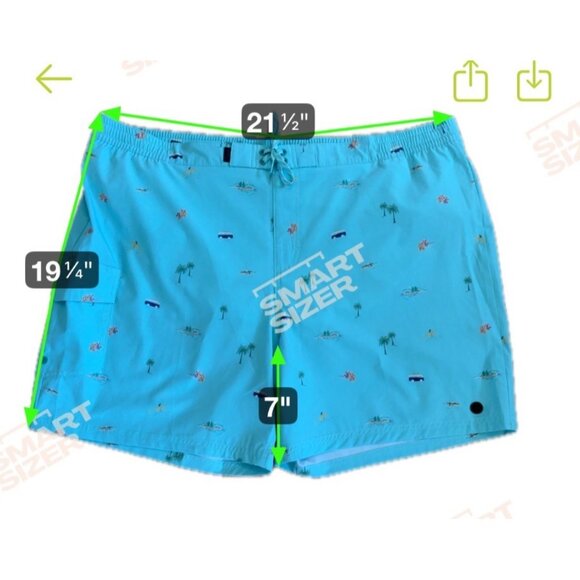 Far West Swim Shorts Mens Aqua Trunks Tropical Print Palm Trees Pockets Lined - Picture 11 of 11